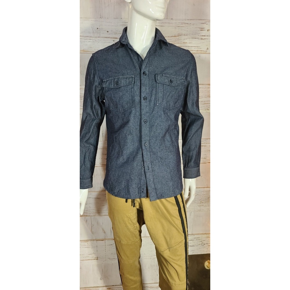Goodiellow Men's Button Up Shirt Long Sleeves SlimFit Gray Size Small @8